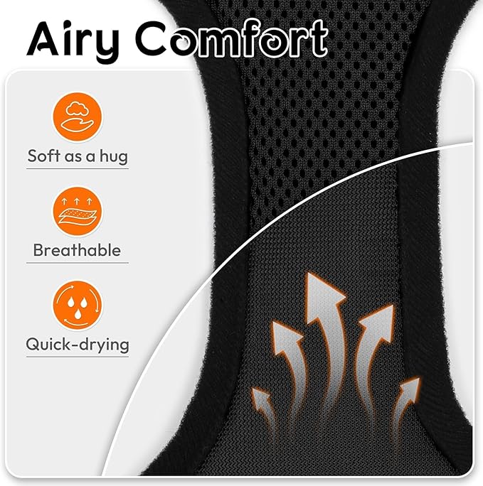 Dooradar Cat Harness and Leash Set, Escape Proof Safe Adjustable Kitten Vest Harnesses for Walking, Easy Control Soft Breathable Mesh Jacket with Reflective Strips for Cats, Black, M