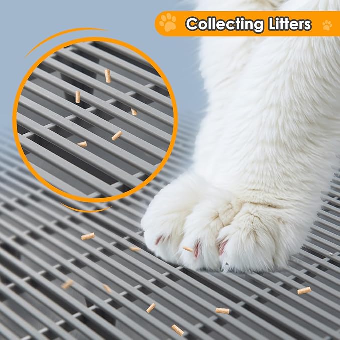 Litter Catching Step for Cat Litter Box, Litter Trap Stool for Automatic Litter Box Self Cleaning, Litter Collection Stairs, Litter Catcher Ramp for Old Geriatric Senior Cat or Kitten