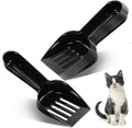 Bokon 6 Pack Disposable Cat Litter Scoop with Wide Slats Plastic Travel Kitty Poop Scooper for Cat Rescue Center Temporary Use When Traveling with Pets(Black)