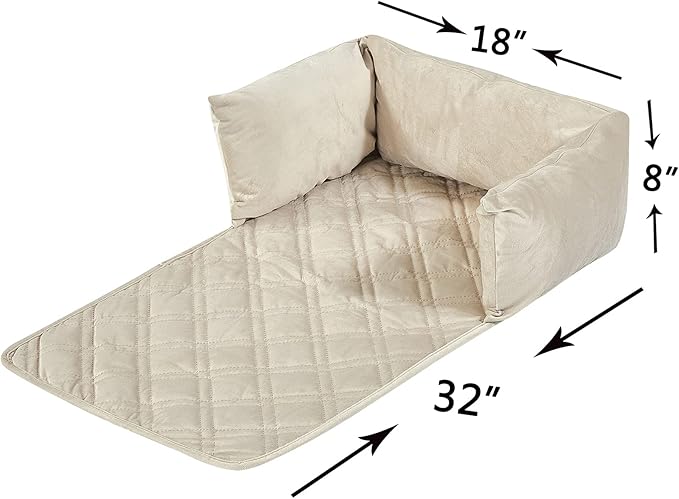 Brilliant Sunshine Premium Calming Dog Bed Mat, Silky Velvet, Removable Washable Cover, Cushion Protector and Couch Covers for Dogs, Pets, Cats, Small, Beige Natural