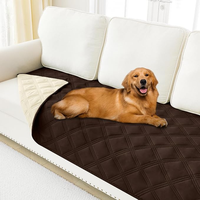 Smiry Waterproof Dog Bed Cover Blanket 30x70, Soft Reversible Pet Blanket, Washable Leakproof Cats Dogs Couch Cover for Sofa, Couch, Furniture, Chocolate/Beige