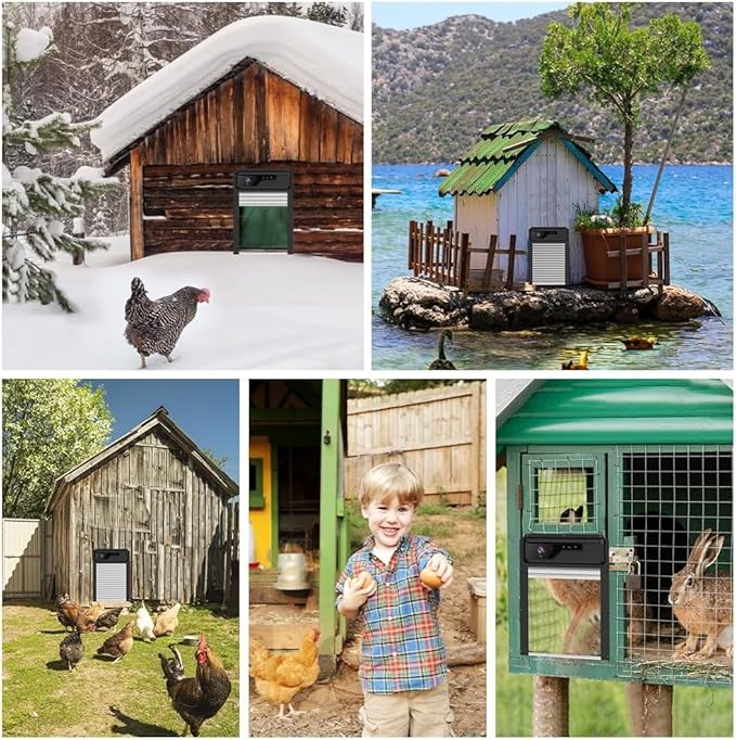 1080P HD Camera Solar Automatic Chicken Coop Door, 5000 mAh Large Battery, Support WiFi, APP Remote Viewing and Control, Timer, Alarm Driver Function, Easy to Install and Use.