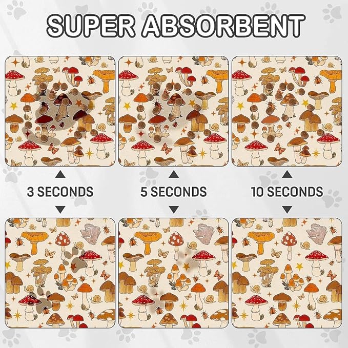 Dog Food Mat for Pet Cat Food Mat, Mushroom Absorbent Quick Dry Dog Bowl Mats for Food and Water, Non-Slip Cat Pet Feeding Mats for Floor Placemats 12"x20"