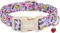 Easter Dog Collar for Large Dogs, Easter & Spring Theme Large Dog Collar with Cute Chick & Bunny Pattern, Adjustable Purple Easter Dog Collars Girl Boy Collar for Dogs -L