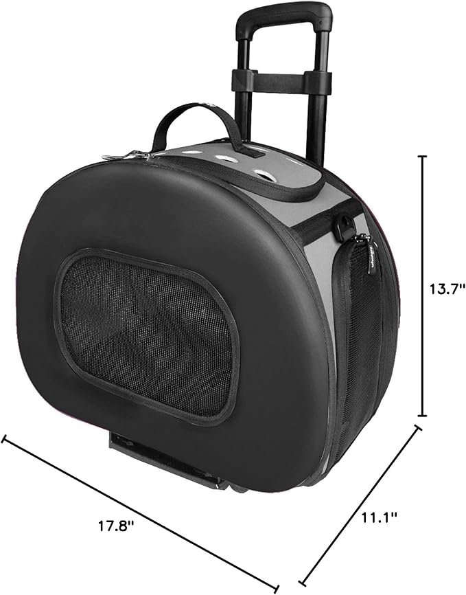 Pet Life ® 'Final Destination' Military-Grade Hardshell and Light 2-in-1 Wheeled or Carrying Travel Airline Cat and Dog Carrier Crate or Portable Pet Kennel