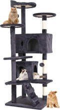 Cat Tree for Indoor Cats, Multi-Level Cat Tower with Scratching Posts & Cozy Condo, Space Saving Cat Activity Center, Durable Pet Play House (54in,Ashy)