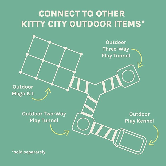 Kitty City Outdoor Catio Furniture and Play Kits for Cats, Three Way Tunnel