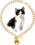 HOWWFALY Dog Collar and Cat Chain Necklace Stainless Steel Adjustable 18K Gold Heart-Shaped Necklace for Small Pets Cats Kitten Puppy (Gold, 13.7 inch)