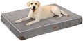 FUKUMARU Dog Bed, Thickened Corduroy Orthopedic Dog Beds with Washable Cover, XL Waterproof Dogs Bed for Crate, 28D Egg Crate Foam Support Pet Mat, Cozy Pet Bed Pad with Anti-Slip Bottom, Grey
