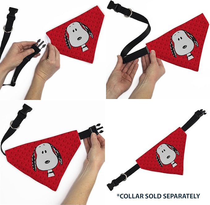 Peanuts Pet Bandana Peanuts Snoopy Face and Profile Pose Reds Slip On Collar Bandana Only