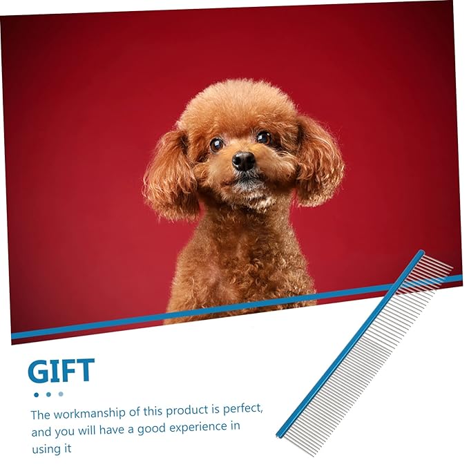 POPETPOP Daily Use Compact Pet Comb Ergonomic Design for Easy Grooming Wear-resistant Aluminum Smooth Edges for Comfortable Use for Dogs and Cats