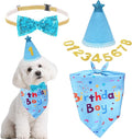 hoyuwak Dog Birthday Party Supplies Girl Boy Dog Birthday Bandana Bow Hat with Numbers for Small Medium Large Pets