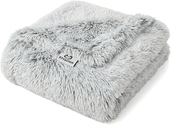 PJYuCien Dog Blankets for Medium Dogs Washable - Fluffy Fuzzy Cat Blanket for Couch, Puppy Throw for Furniture with Polyester Fleece, Super Soft Plush for Pet Kitten Doggy, Grey, 30" x 40"