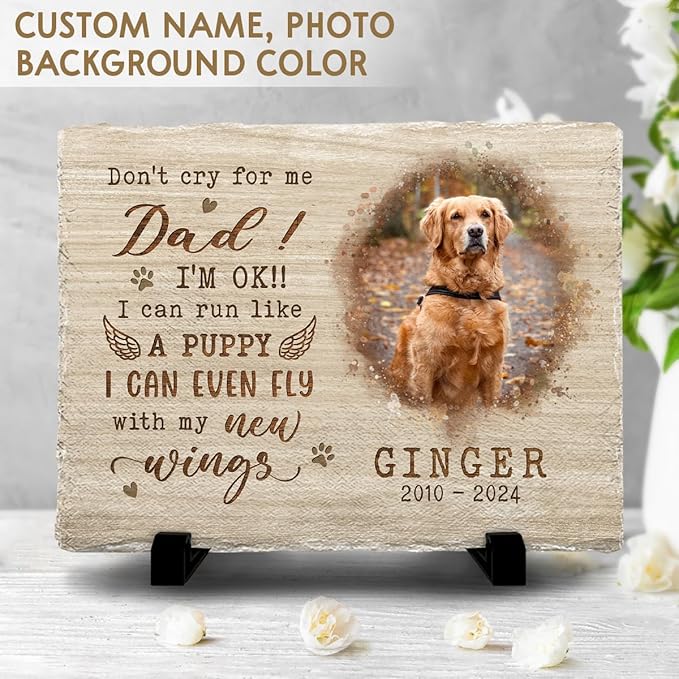 Keepsake Headstone: Honoring The Love of Your Feline or Canine Companion - Remember The Happy Times, Dad or Mom - Sentimental Gift for Pet Lovers