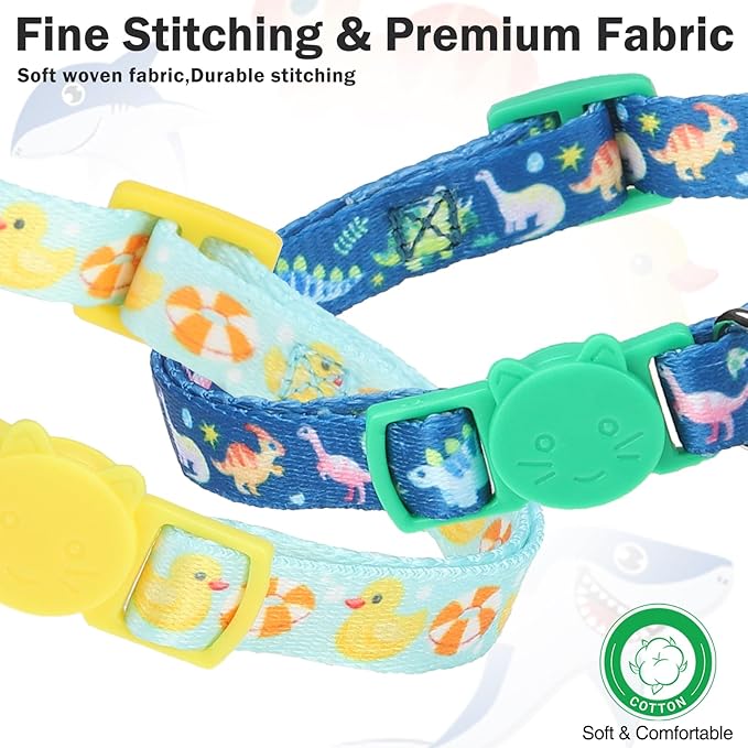 3 Pack Breakaway Cat Collars with Bell- Daisy Pendant Spring Cat Collar for Girl Boy Cats with Safety Buckle- Cute Kitten Collar Adjustable 8"-12" for Kitty Puppy Small Pets