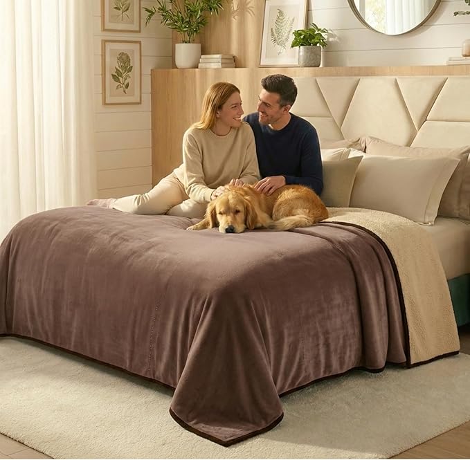 Paw Buddies Waterproof Blanket 80"x90" – Reversible Microfleece Throw for Couples, Pets & Family – Leakproof, Machine Washable Bed & Sofa Protector for Home or Travel