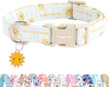 Faygarsle Sunshine Pattern Dog Collar, Adjustable Cotton Fabric, Cute Design for Small Medium Large Dogs M