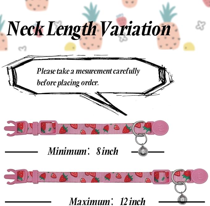 azuza 4 Pack Cat Kitten Collar Breakaway with Bell Quick Release Safe Buckle Adjustable Cat Kitten Collar