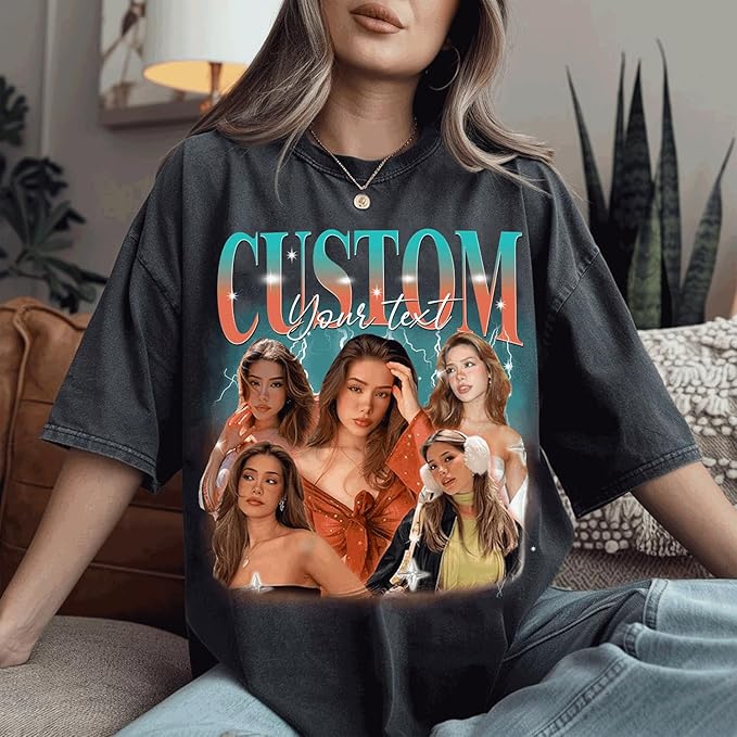 NAZENTI Custom Bootleg Rap Tee, Custom T-Shirts with Picture, Retro Custom Bootleg, Valentine's Gifts for Him Her