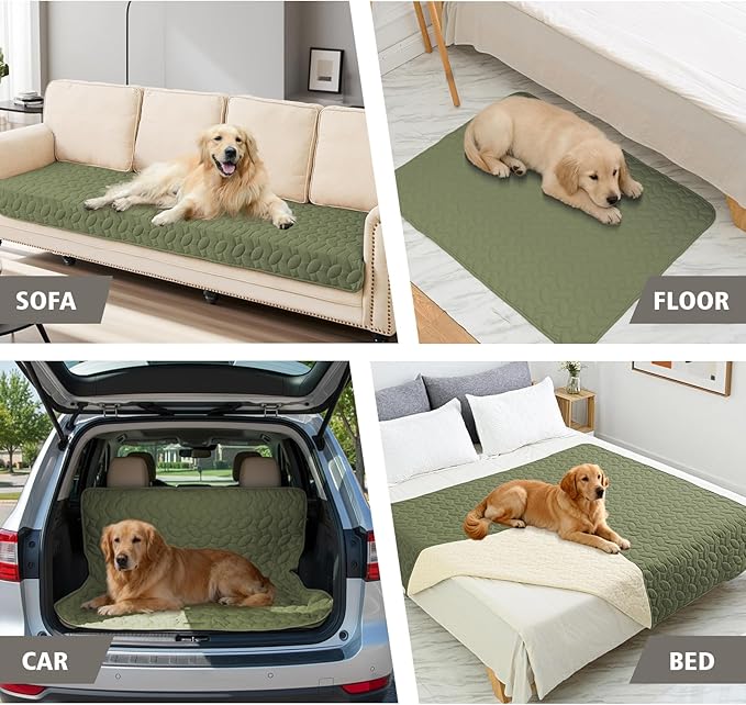Ameritex Waterproof Pet Bed Cover Anti-Slip Dog Bed Blanket for Sofa and Furniture Waterproof New Pattern Design (Green, 30x80 Inch (Pack of 1))