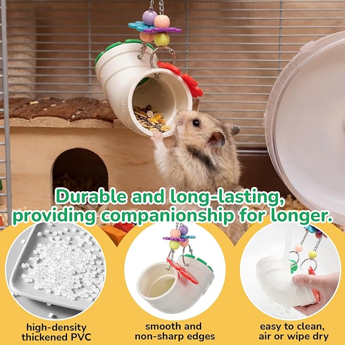 Shappy 2 Pack Rat Enrichment Toys Hanging Foraging Feeder, Interactive Treat Puzzle with Wide Opening Lid, Slow Feeding Cage Accessory for Rats, Hamsters, Guinea Pigs