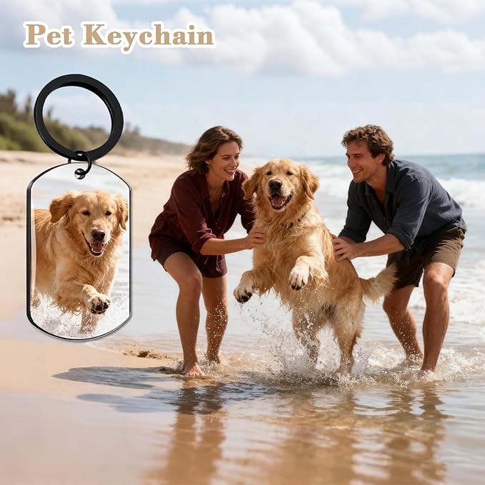 QYH Custom Memorial Dog Keychain with Picture - Personalized Cat Dogs Pet keepsakes Keychains Customized Gifts for Pet Lovers