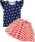 Girls Skirt Set 2 Piece Outfit Toddler Summer Clothes Ruffle Sleeve T-Shirt Bow Knot Tutu Skirt Outfit Set