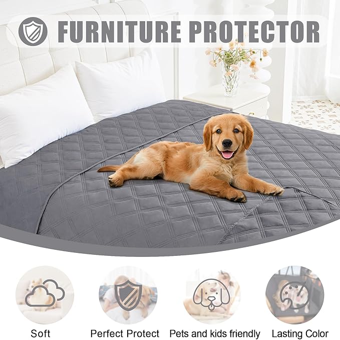 Smiry Waterproof Dog Bed Cover Blanket 30x70, Soft Reversible Pet Blanket, Washable Leakproof Cats Dogs Couch Cover for Sofa, Couch, Furniture, Grey/Grey