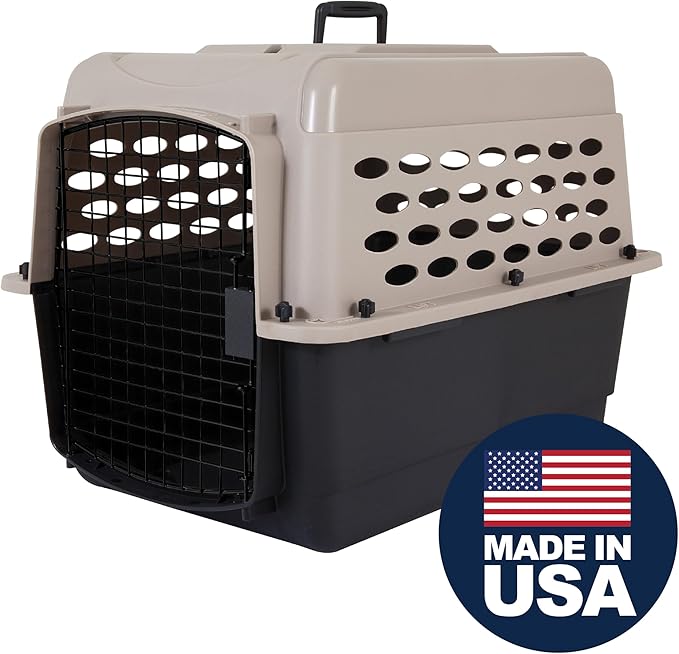 Petmate Vari Dog Kennel - Portable Dog Carriers & Crates for Medium Dogs, Airline-Friendly, Durable Plastic, Pet Carrier For Home and Travel, 28 Inches, Taupe and Black