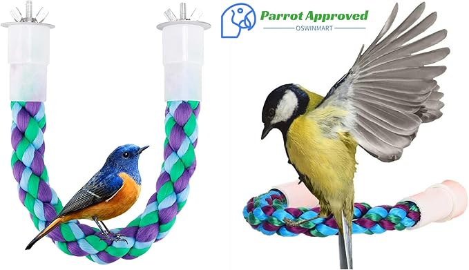 2Pcs 11.8’’Bird Rope Perches,Bendable Climbing Standing Chew Cage Toys Unique&Simulate Natural Color Bungee Toys for Small to Regular Size Birds