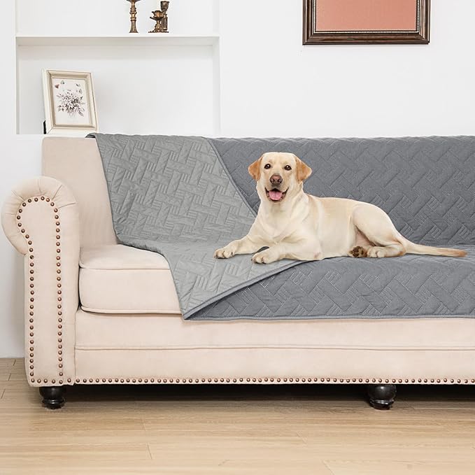 BOCTOPUG Dog Bed Cover for Pets Blankets Rug Pads for Couch Protection Waterproof Bed Covers Dog Blanket Furniture Protector Reusable Changing Pad (Dark Grey+Light Grey, 68"x82")