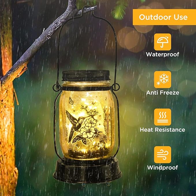 Solar Lanterns Outdoor Garden Decor Valentine's Day Gifts for Women Hummingbird Gift for Women Mom Grandma Sister Birthday, Hanging Solar Light Home Decor for Yard, Patio,Backyard,Porch,Torch