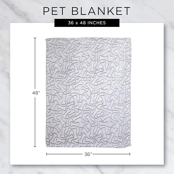 Bone Dry Embossed Bone Collection, Pet Blanket, 36x48, Black