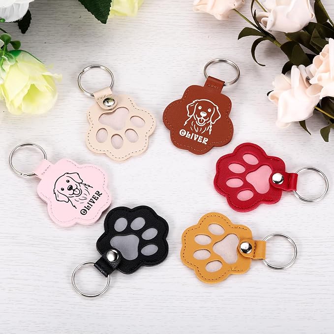 Custom Leather Pet Fur Keychain – Personalized Memorial Keepsake Keyring for Friend, Dog Cat Hair Sympathy Gifts﻿
