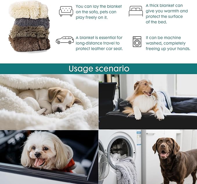 gogobunny Waterproof Dog Blanket for Couch & Furniture Protection - Super Soft Reversible Throw for Large Dogs & Cats, Calming Washable Fur & Sherpa Pet Blanket (40x50 Inch, Stone)