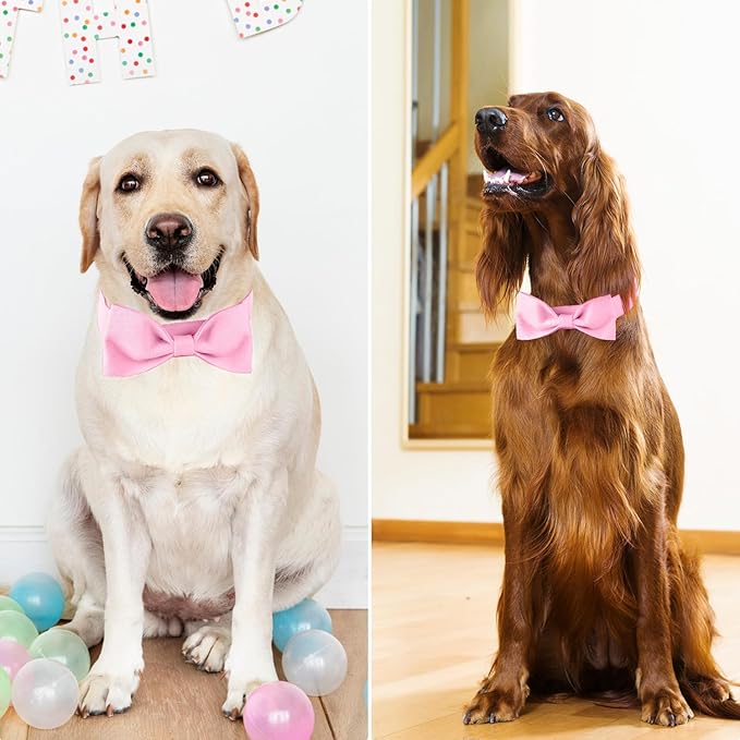 Segarty Dog Bowtie Collar for Neck Girths 12.6-18.1 inch, Adjustable Pink Bowtie Collar, Dog Neck Tie Tuxedo Comfortable Cotton Girl Pets Grooming Accessories for Formal Wedding Holiday Birthday Party