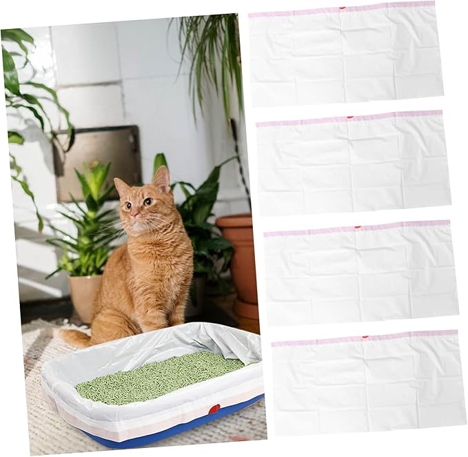 10Pcs Cat Litter Cleaning Bags Self Contained Litter Pan Pouches for Easy Waste Disposal Cat Supplies for Home Use Pet Garbage Bags