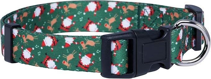 Native Pup Christmas Dog Collar- Winter Holiday Collars for Pets- Xmas Gift for Puppy- Santa, Reindeer, Snowman, Candy Cane, Red Green- Girl Boy- Small, Medium, Large Breeds (Santa & Reindeer, Small)