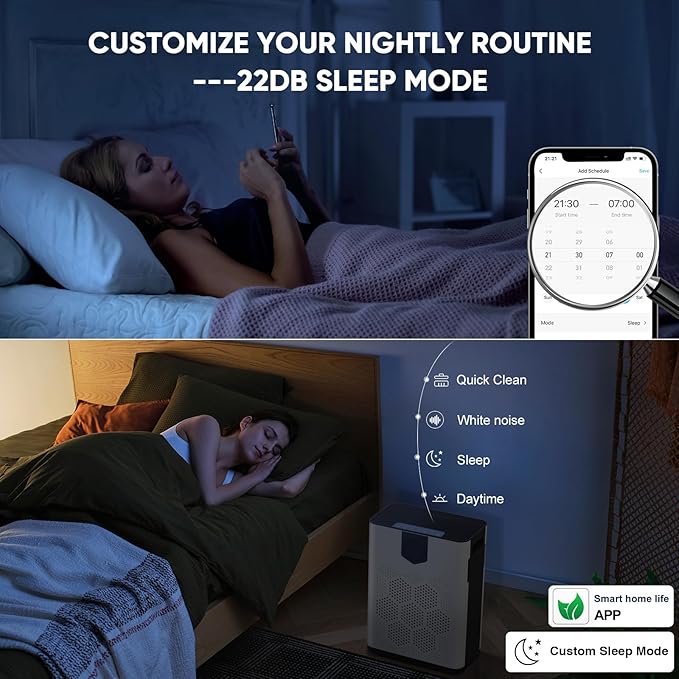 DAYETTE H14 Smart Air Purifiers for Home Large Room Up to 3000 Ft², Air Purifier with Washable Filters, APP & Alexa Control & 22 dB Sleep Mode for Bedroom Living Room
