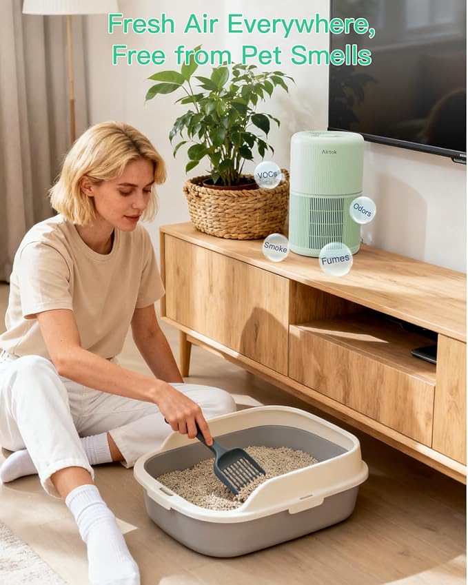 2 Pack Air Purifier for Home Bedroom with H13 True HEPA Filter for Smoke, Smokers, Dust, Odors, Pollen, Pet Dander | Quiet 99.9% Removal to 0.1 Microns | Green Available for California