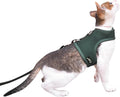 Cat Harness and Leash for Walking Escape Proof Breathable Mesh Fabric, Solid Green, Extra Large, Adjustable Cat Walking Jackets, Padded Stylish Cat Vest