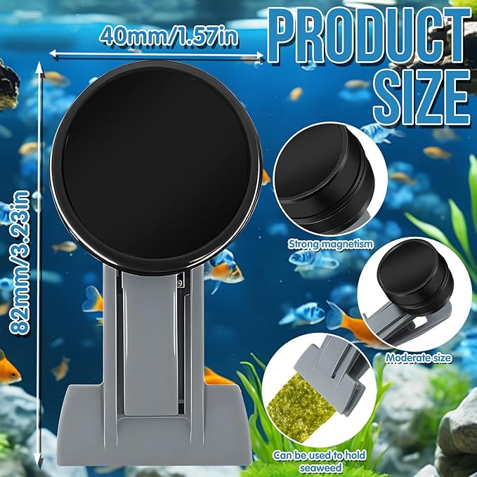 Magnetic Seaweed Feeder Clip, Saltwater Fish Aquarium Accessories Supplies Algae Magnet Seaweed Feeder Magnetic Clips,Goldfish Fish Tank Feeding Ring Suitable for Aquatic Pets