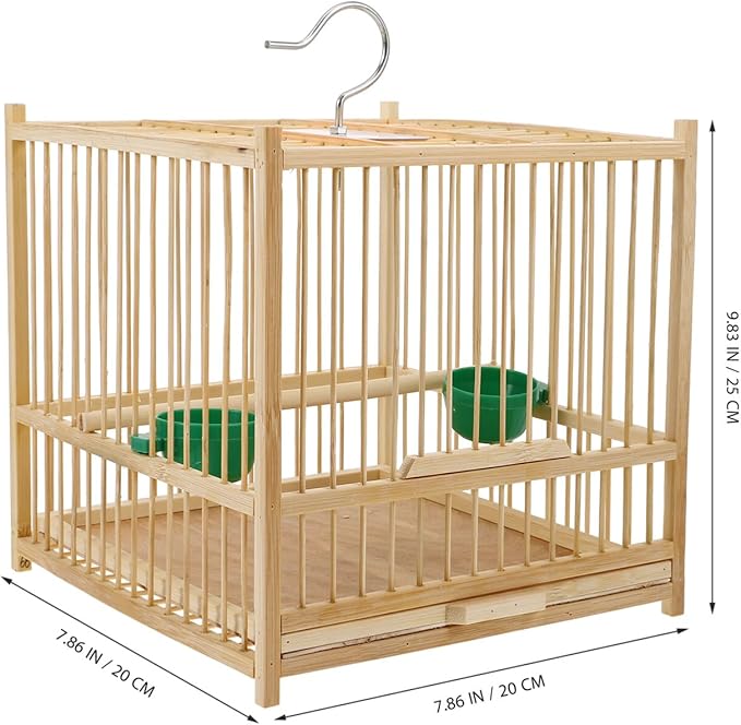 Yardwe Bird Travel Carrier Cage Parrot Cage with Handle Wooden Perch Drink Cup Feeder Dish for Small Parrots Canaries Parrotlets Lovebirds Conures Cockatiels