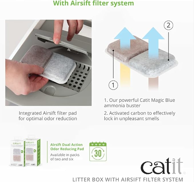 Catit Airsift Jumbo Hooded Litter Pan, Warm Gray/White - Privacy and Easy Access for Cleaning - Ideal for Larger or Multiple Cat Households