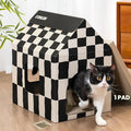 Cardboard Cat House with Scratch Pad & Catnip, Cat Play Scratching House for Indoor Hideaway Furniture, Heavy Duty Sturdy Cardboard Scratcher, Easy to Assemble Birthday Gift, Large