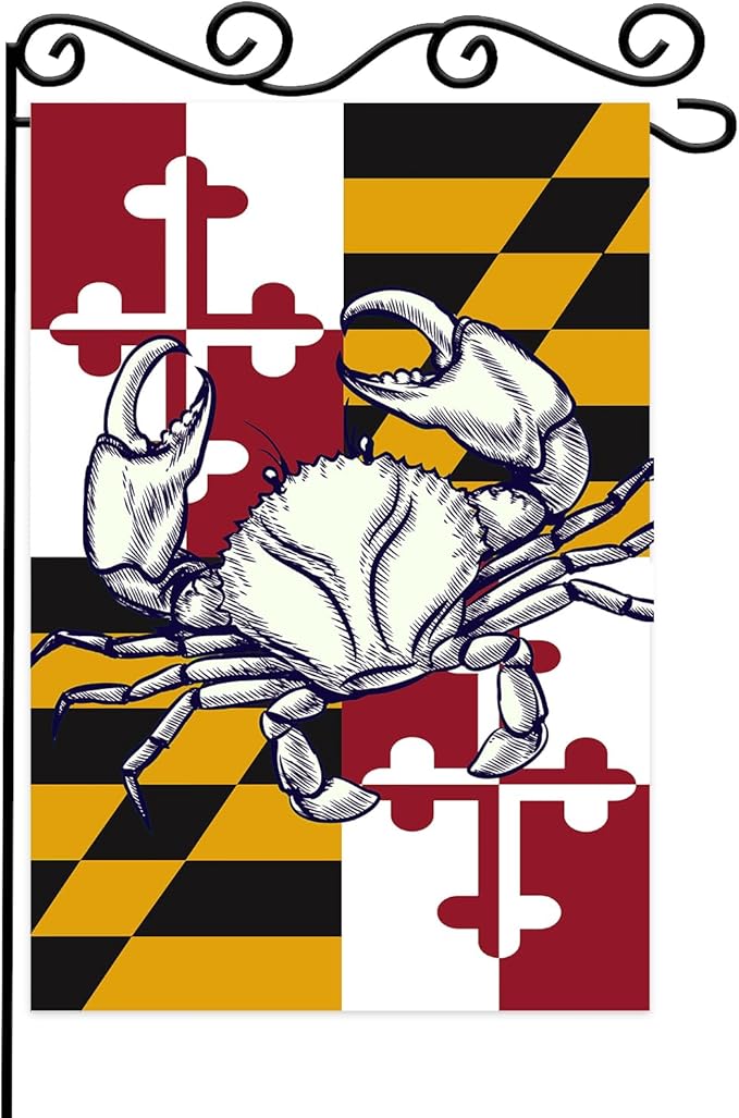Maryland Summer Garden Flag,Maryland State Crab Flag, Crabs Nautical Garden Flags For Outside Outdoor Holiday Yard Flag Lawn Banner.12x18 Inch
