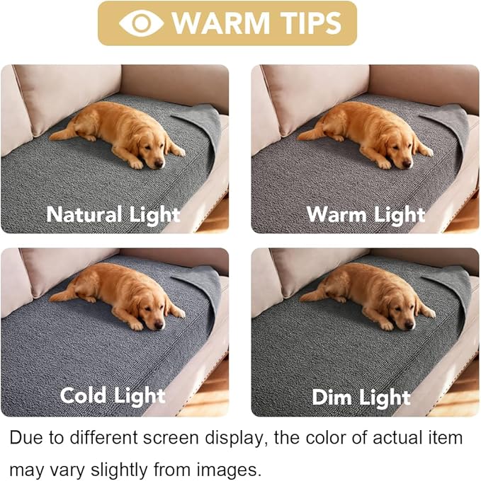 H.VERSAILTEX Non Slip Pet Couch Cover Chenille Dog Bed Protector Thick Soft Sofa Slipcover Pet Friendly Washable Couch Cushion Covers for Pets (40" x 50", Gray)