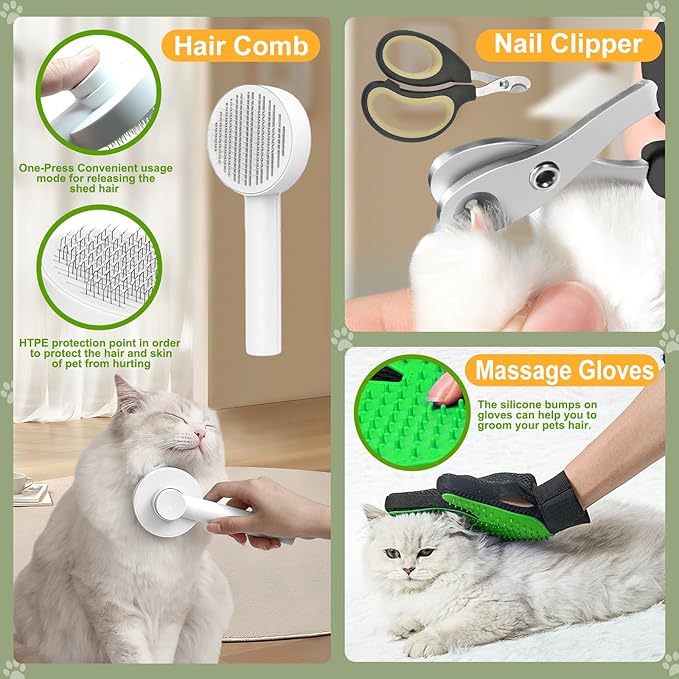 Cat Starter Kit 37pcs Essentials & Supplies Gift - Included Cat Litter Box, Pet Carrier Bag, Grooming Tools, Catnip Toys and More Stuffs for All Life Stages Pets Indoor Outdoor
