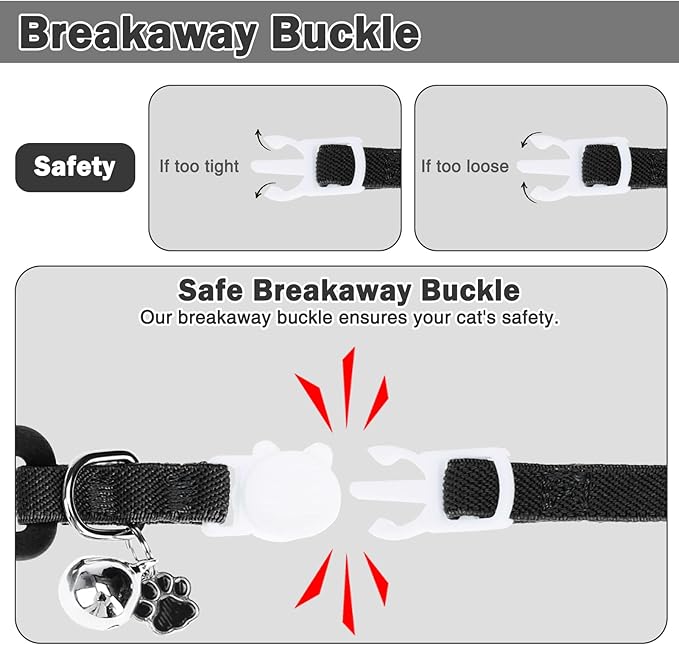 Airtag Cat Collar Breakaway, Stretchy Cat Tracker Collar with Apple Air Tag Holder for Boy Girl Cats, Elastic GPS Tracking Collars for Kittens and Puppies, Adjustable 9"-12" Black