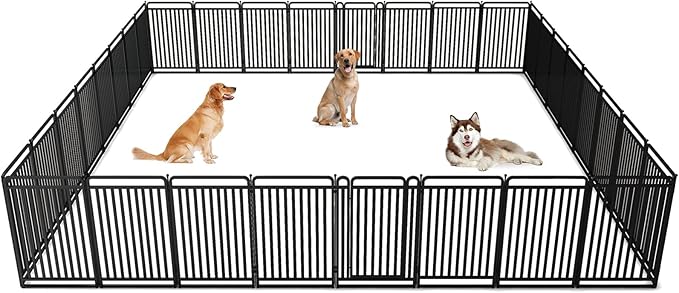 New Thickened Version Dog Playpen, 40 Inch Dog Fences for The Yard, Portable Outdoor Dog Playpen for Large/Medium/Small Dogs, Foldable Metal Dog playpen, with Doors (32 Panels, 40 Inch)